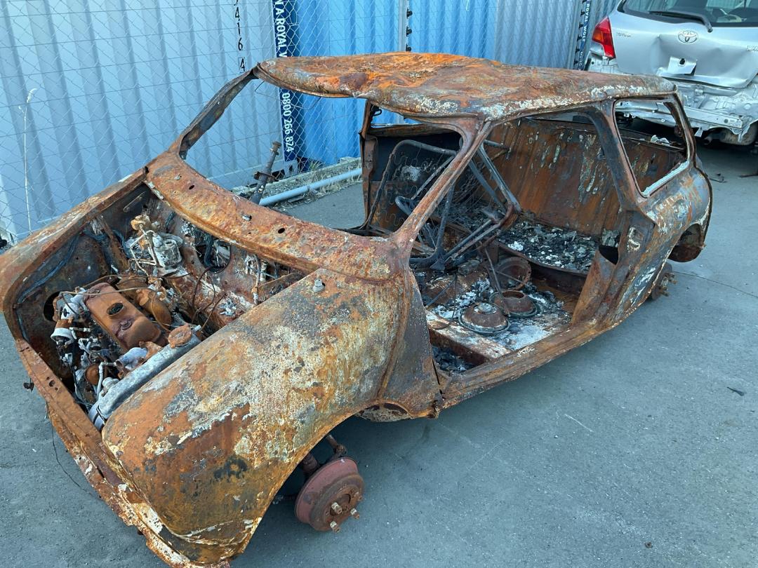 Damaged Leyland Mini 1981 in Wellington Seaview at Turners Damaged