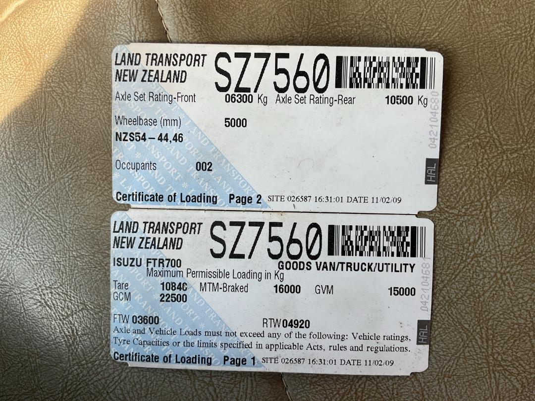 Photo '51' of Isuzu FTR700 Flat Deck Crane