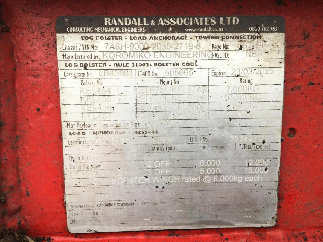 Photo '14' of Koromiko 4AMB Logger Trailer Semi