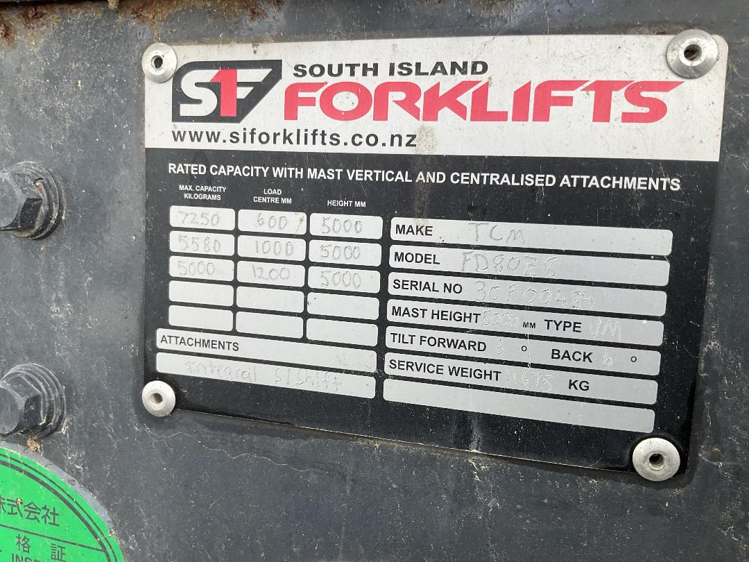 Photo '33' of TCM FD80Z8 Forklift Photo '33' of TCM FD80Z8 Forklift