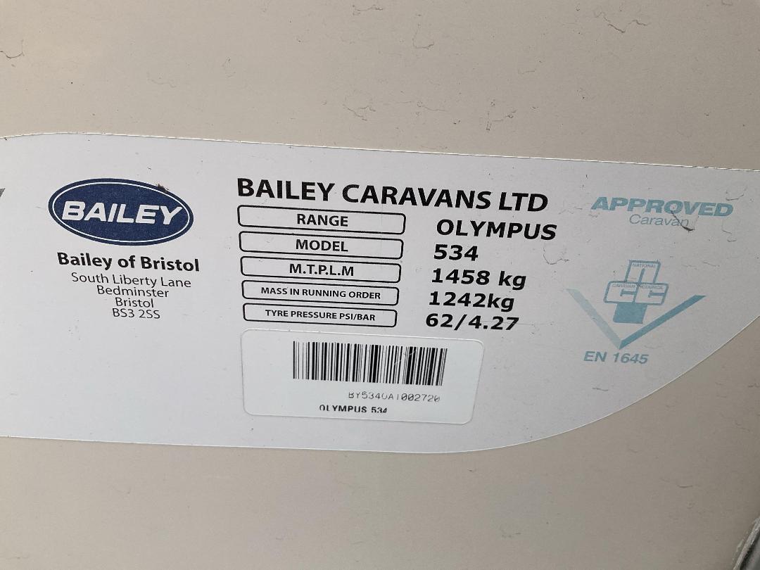 Photo '7' of BAILEY OLYMPUS 534 Caravan - Single