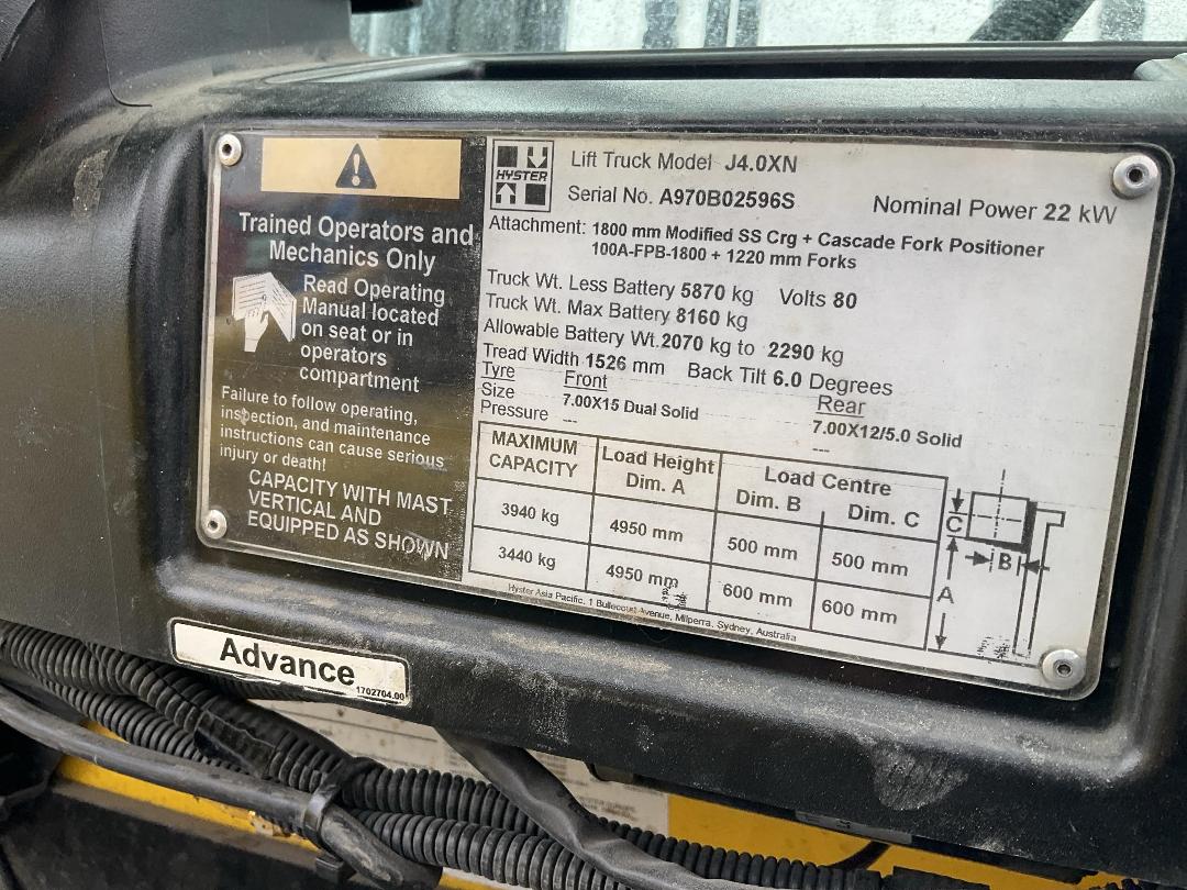 Photo '19' of Hyster J4.0 Forklift Photo '19' of Hyster J4.0 Forklift