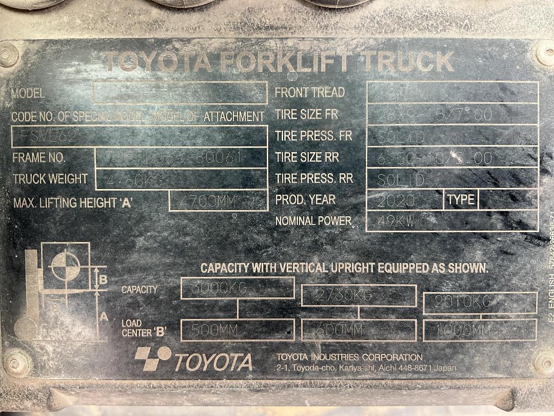 Photo '22' of Toyota 72-8FD30/FORKLIFT Forklift