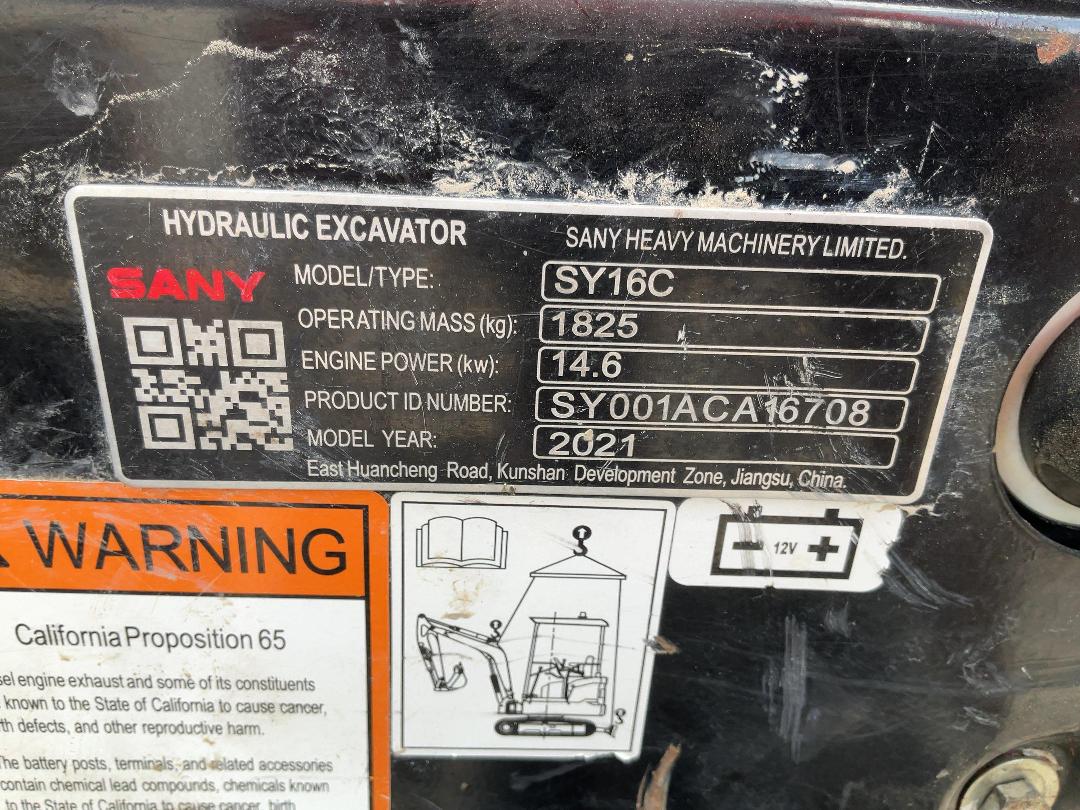 Photo '9' of Sany SY16C Excavator