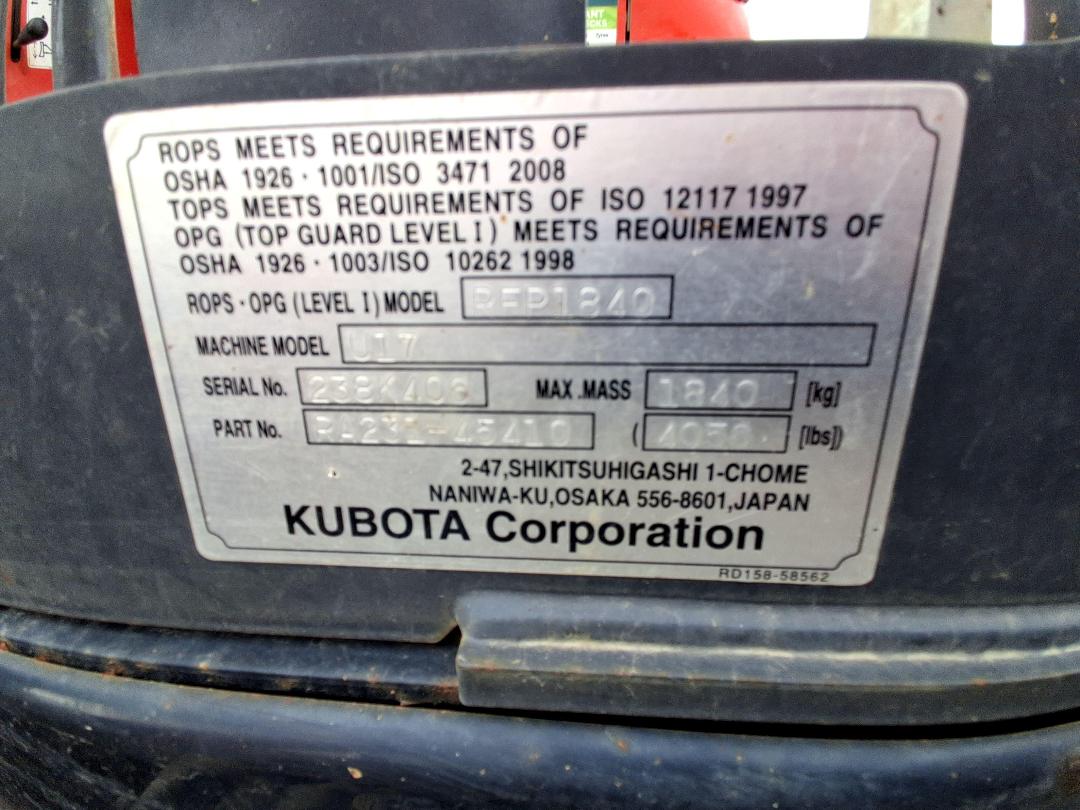 Photo '34' of Kubota U17 Excavator