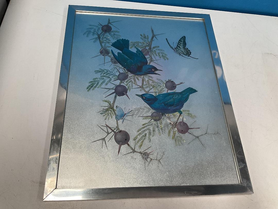 Photo '3' of Blue/Silver Coloured Framed Bird Print or Similar