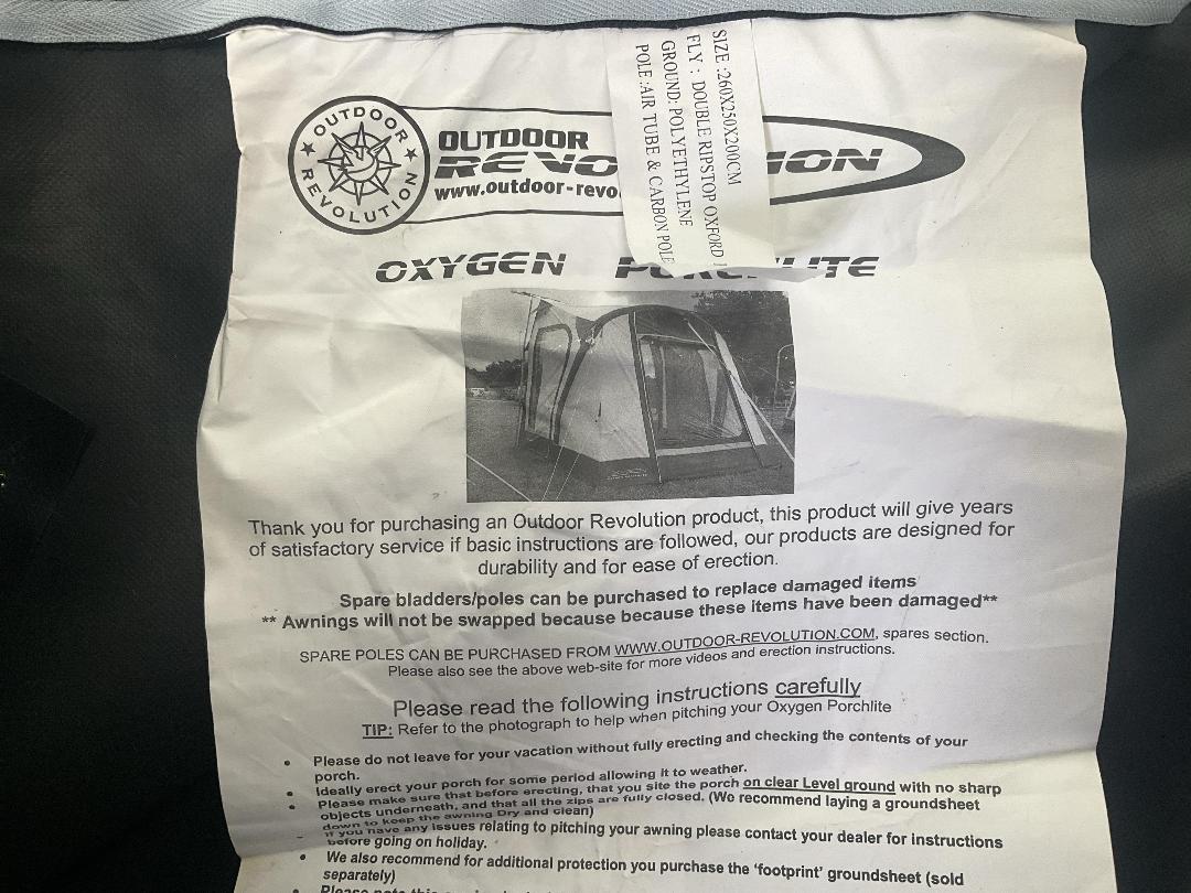 Photo '7' of Outdoor Revolution Oxygen Porchlite Air Awning