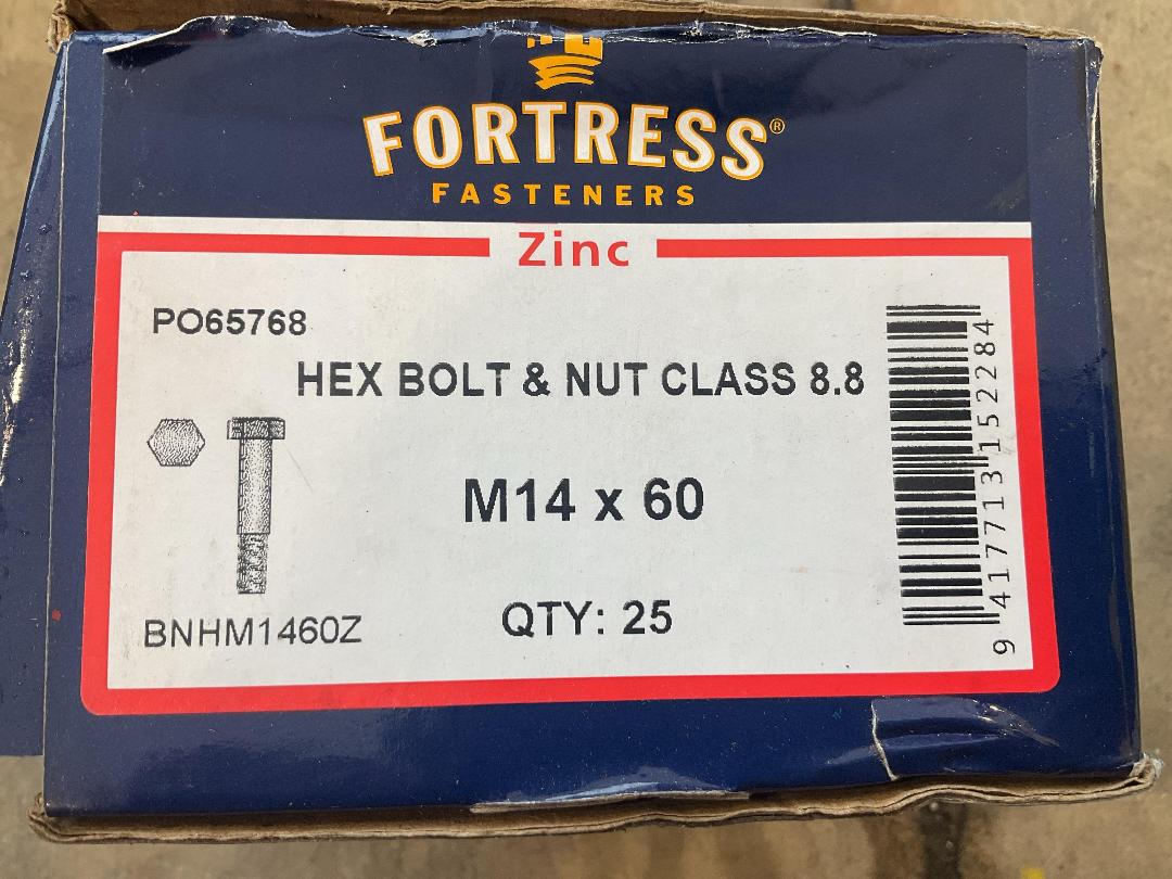 Photo '2' of Fortress Hex Bolts & Nuts M14 x 60 Photo '2' of Fortress Hex Bolts & Nuts M14 x 60