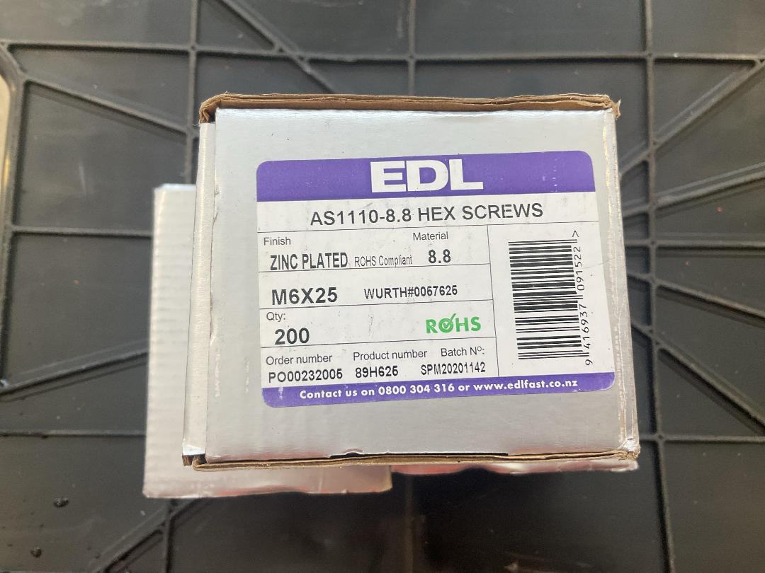 Photo '2' of EDL Hex Screws M6 x 25