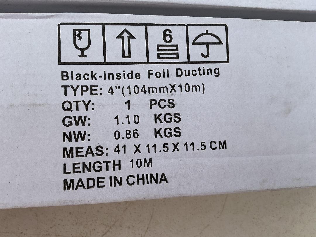 Photo '2' of 5x Black Inside Foil Ducting (104mmX10m)