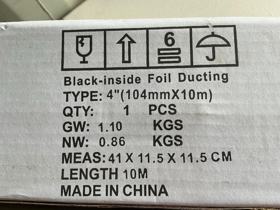 Photo '2' of 4x Black Inside Foil Ducting (10m)