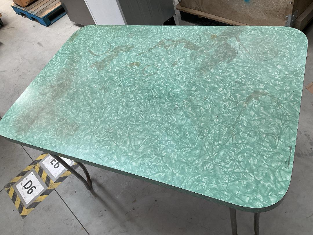 Photo '5' of Green Coloured Workbench Table or Similar with Metal-Like Legs