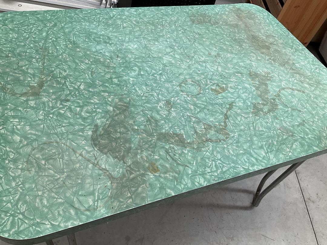Photo '12' of Green Coloured Workbench Table or Similar with Metal-Like Legs