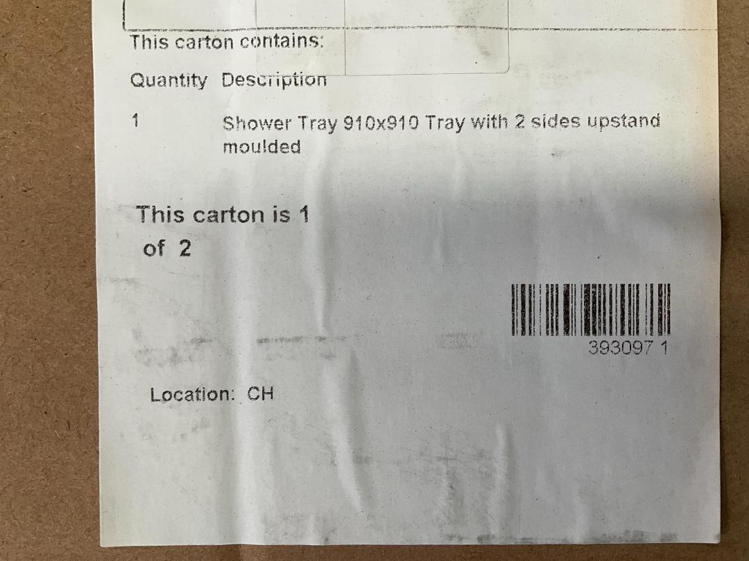 Photo '3' of Shower Tray 910 x 910 Square w/ 2 Sides Upstand Photo '3' of Shower Tray 910 x 910 Square w/ 2 Sides Upstand