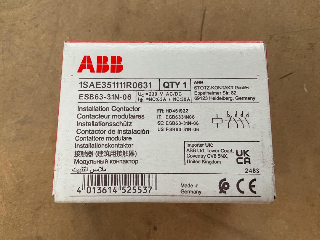 Photo '2' of 1x ABB ESB63-31N-06 Installation Contactor - 63A 4 Pole