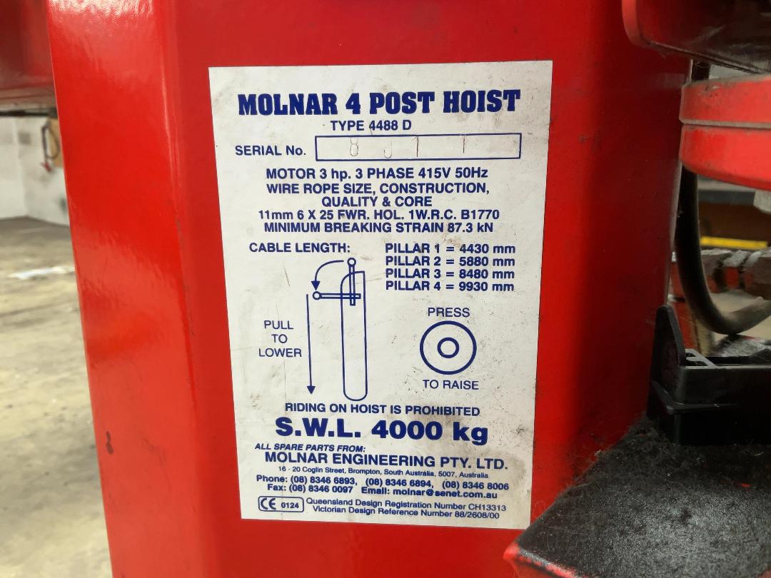 Photo '7' of Molnar 4 Post Hoist Photo '7' of Molnar 4 Post Hoist