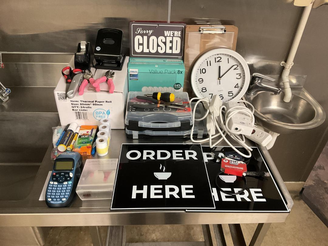 Photo '3' of Bulk lot of various office supplies, signs and tools Photo '3' of Bulk lot of various office supplies, signs and tools