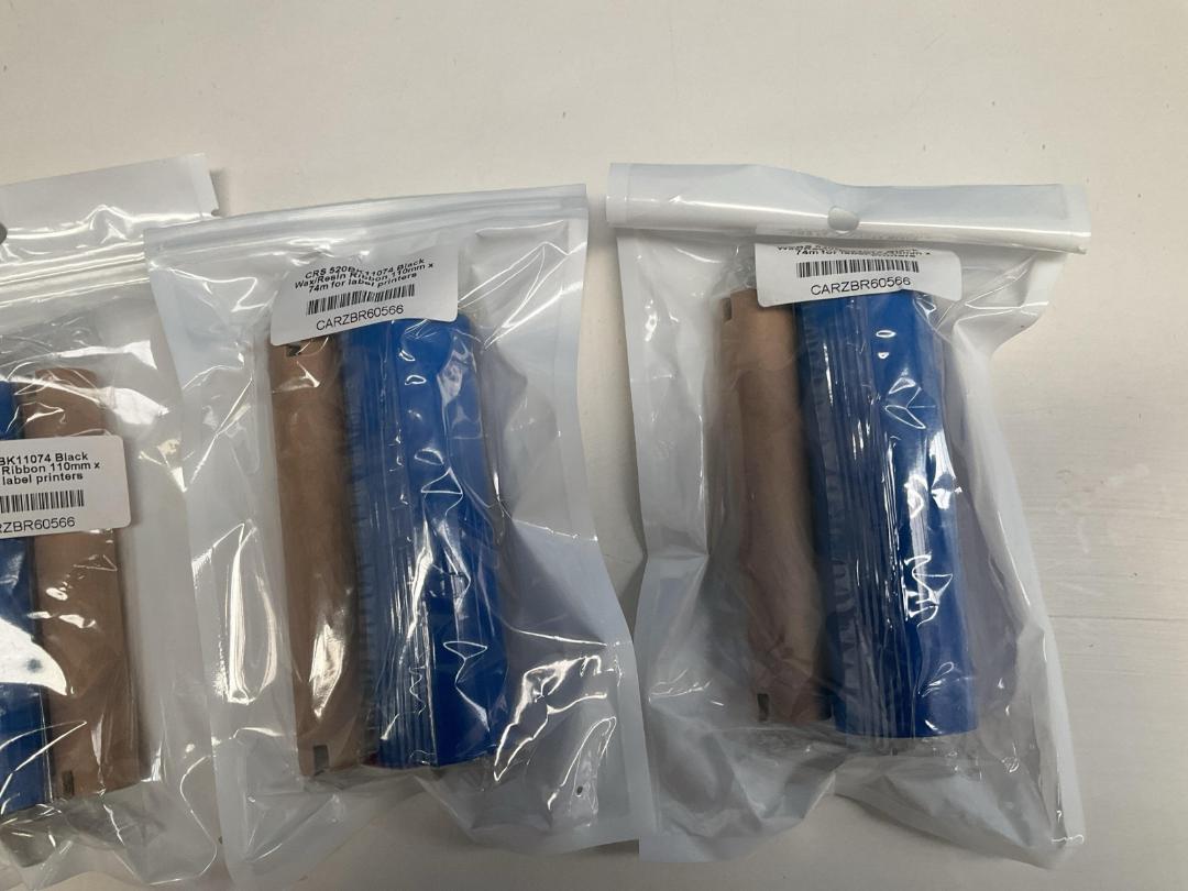 Photo '3' of Wax / Resin Ribbons For Label Printers - 110xmm x 74m (4pce) Photo '3' of Wax / Resin Ribbons For Label Printers - 110xmm x 74m (4pce)