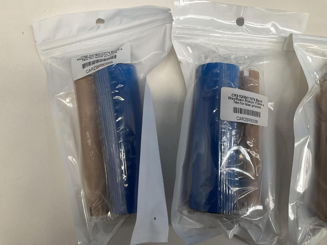 Photo '2' of Wax / Resin Ribbons For Label Printers - 110xmm x 74m (4pce) Photo '2' of Wax / Resin Ribbons For Label Printers - 110xmm x 74m (4pce)