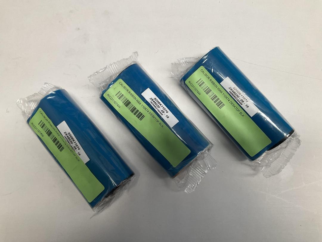 Photo '2' of Calibor Wax Ribbons For Label Printers - 110xmm x 74m (3pce) Photo '2' of Calibor Wax Ribbons For Label Printers - 110xmm x 74m (3pce)