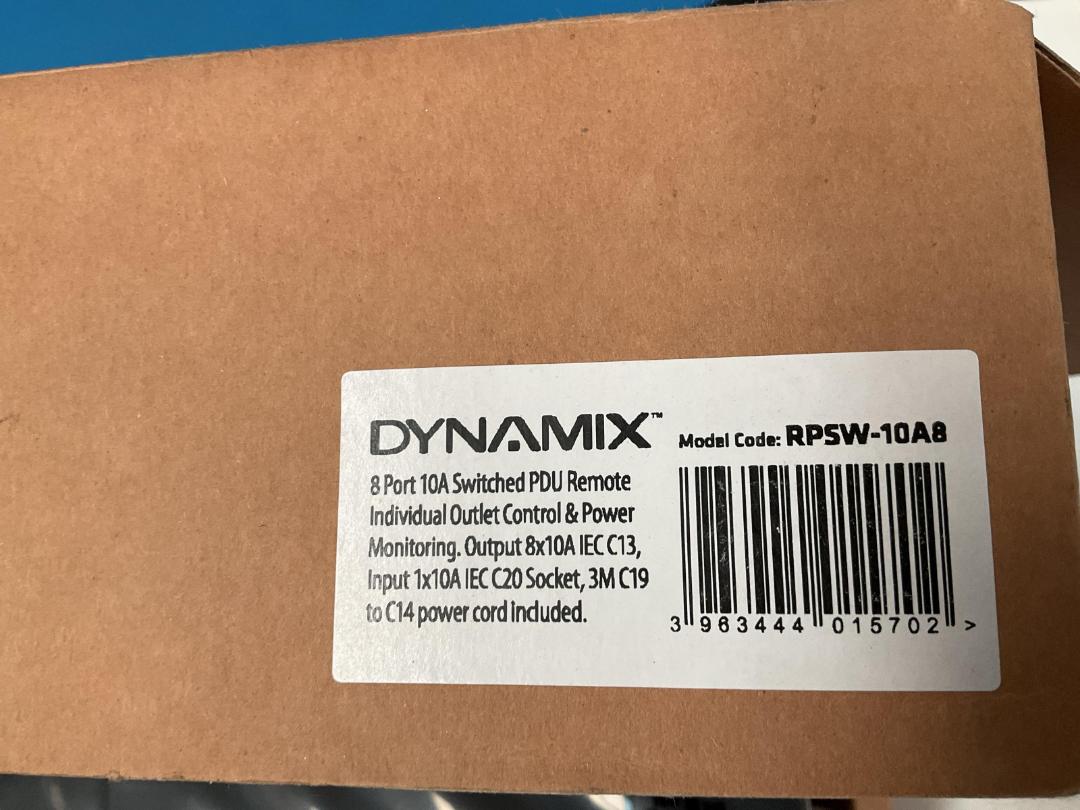 Photo '2' of Dynamix 8Port 10A Switched PDU Remote - Model SWH-1023J-08N1 Photo '2' of Dynamix 8Port 10A Switched PDU Remote - Model SWH-1023J-08N1