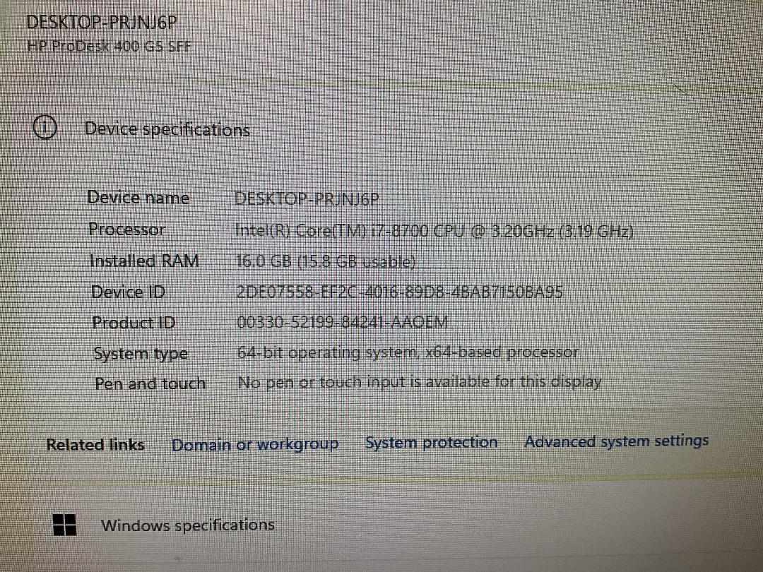 Photo '4' of HP ProDesk 600 G4 PC Photo '4' of HP ProDesk 600 G4 PC