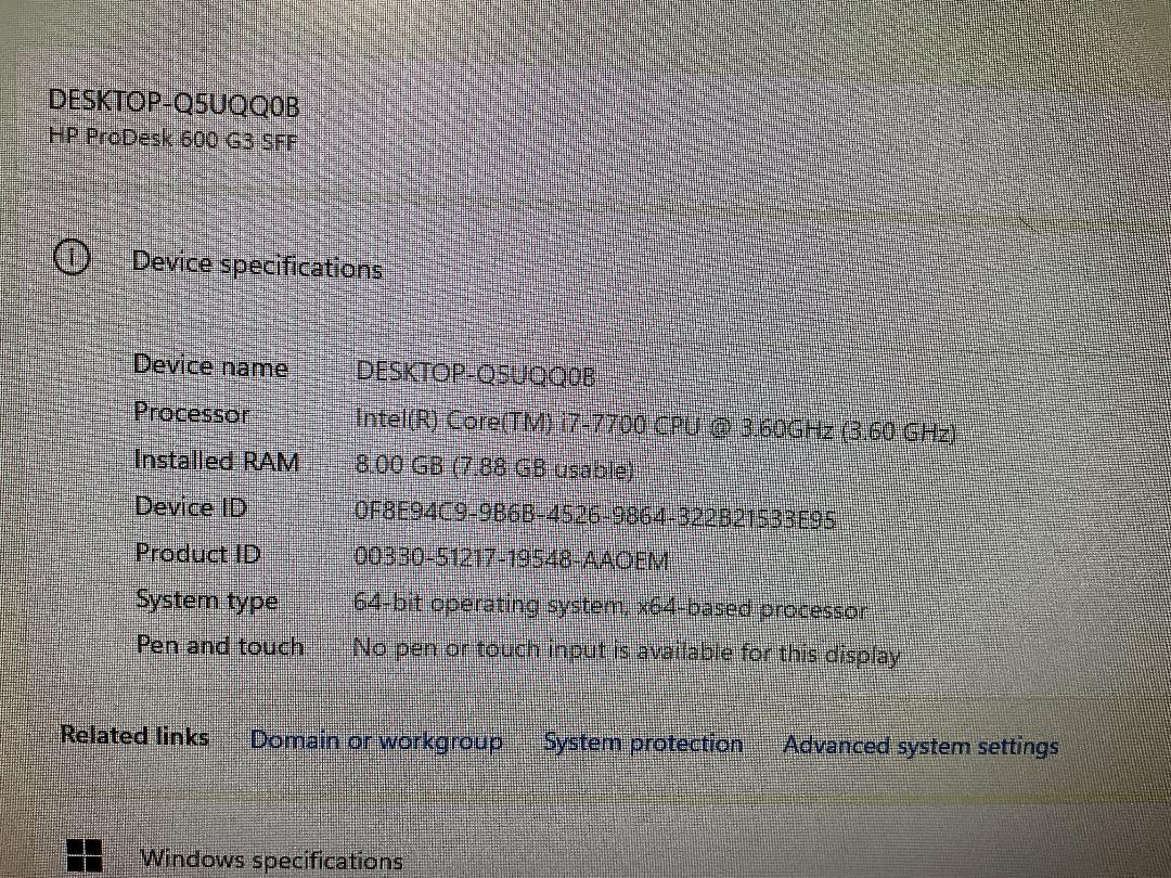 Photo '4' of HP ProDesk 600 G3 PC