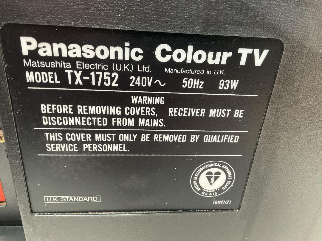 Photo '2' of Panasonic Colour TV - Model TX-1752 - Plug Has Been Cut Off - Possibly Use for Parts Only