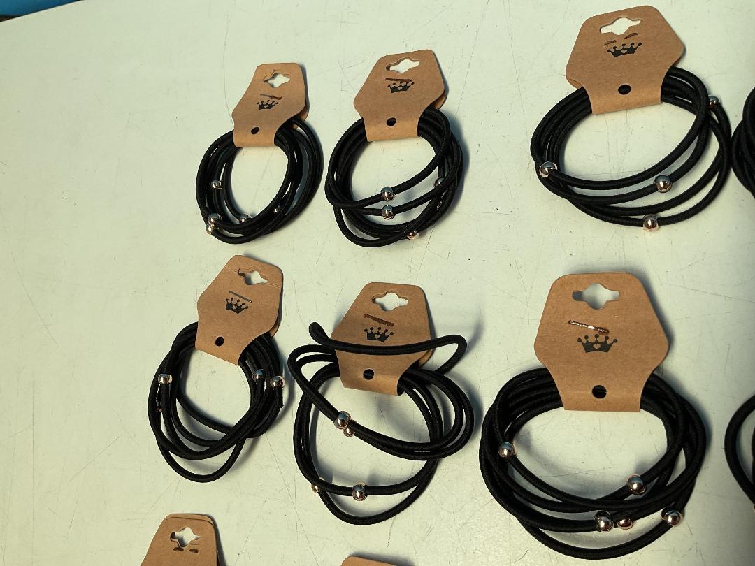 Photo '4' of 15x Packs of Black Coloured Hair Ties with a Gold Coloured Ball on Each *NEW*