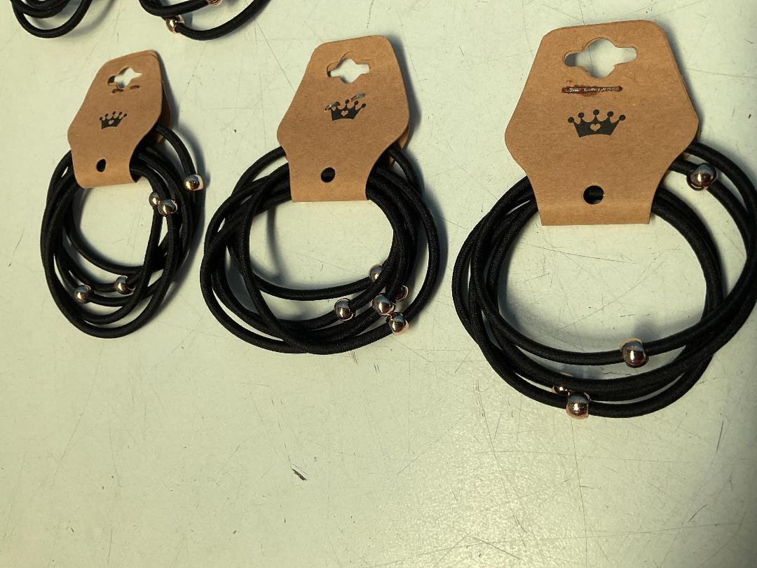 Photo '6' of 15x Packs of Black Coloured Hair Ties with a Gold Coloured Ball on Each *NEW*