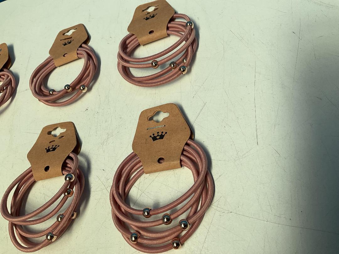 Photo '5' of 15x Packs of Pink Coloured Hair Ties with a Gold Coloured Ball on Each *NEW*