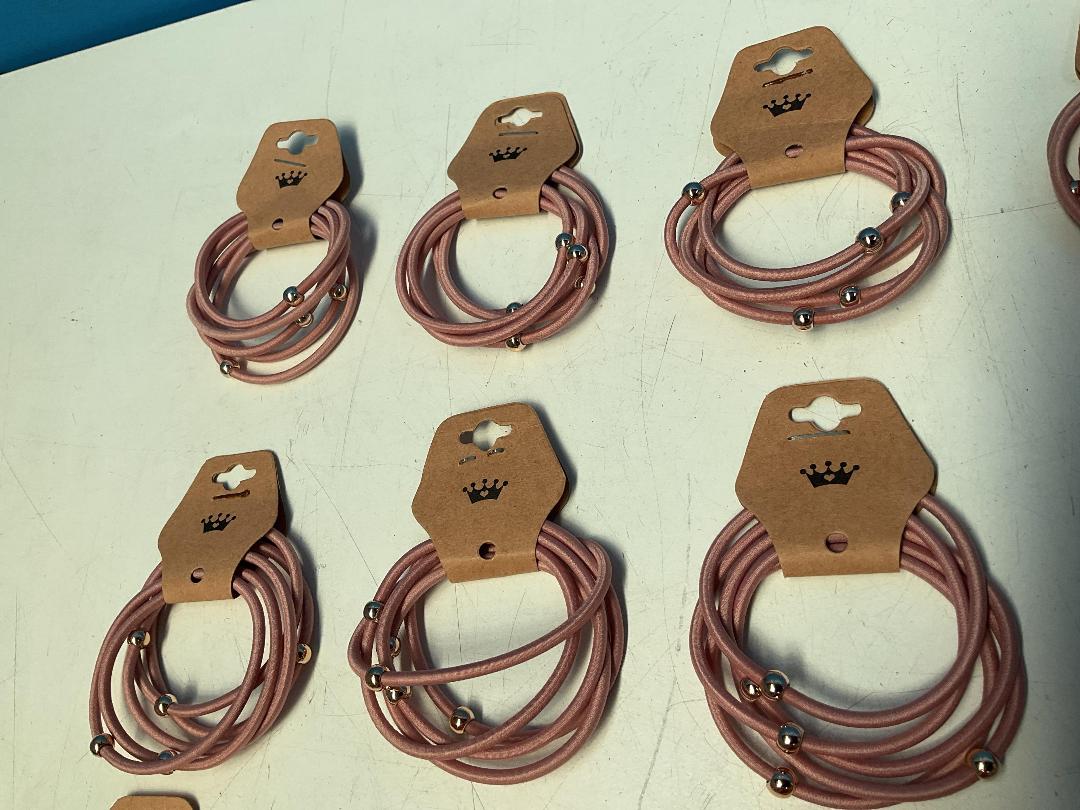 Photo '4' of 15x Packs of Pink Coloured Hair Ties with a Gold Coloured Ball on Each *NEW*