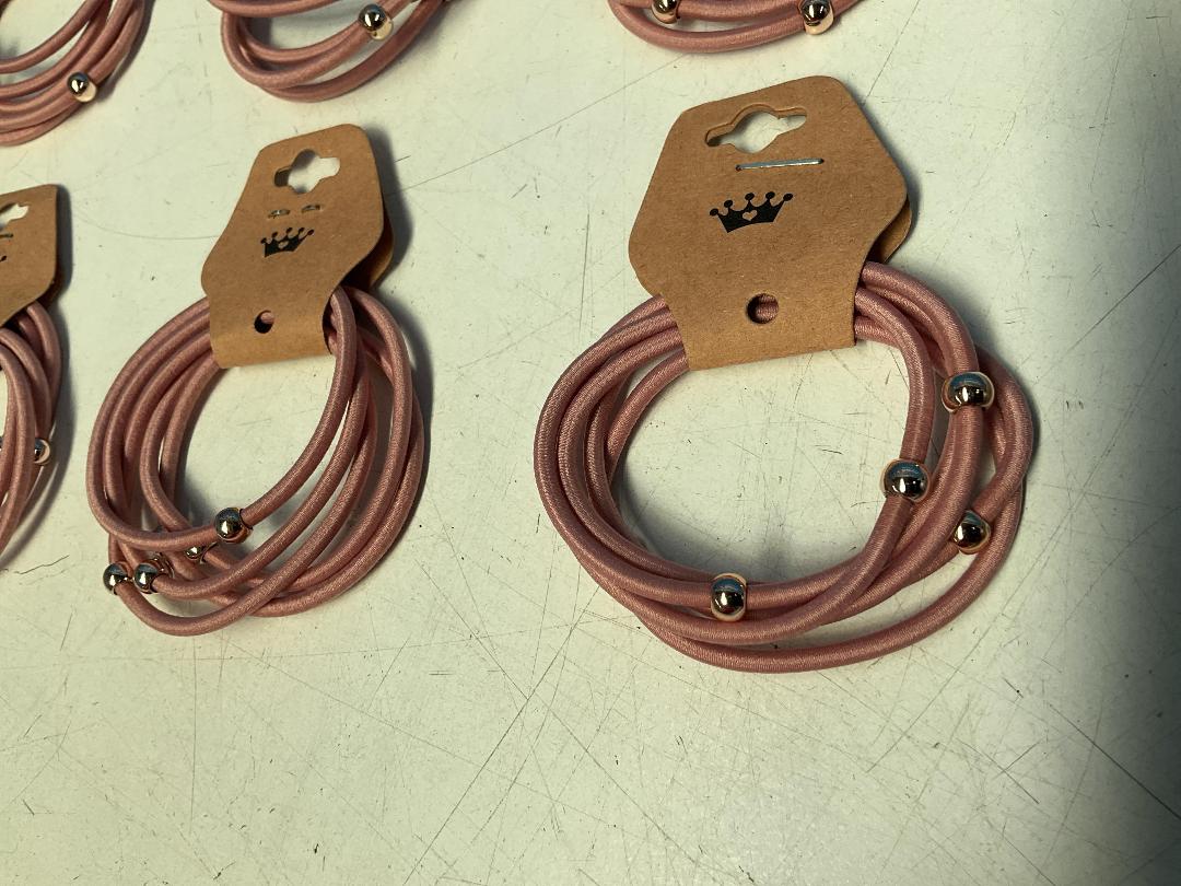 Photo '7' of 15x Packs of Pink Coloured Hair Ties with a Gold Coloured Ball on Each *NEW*