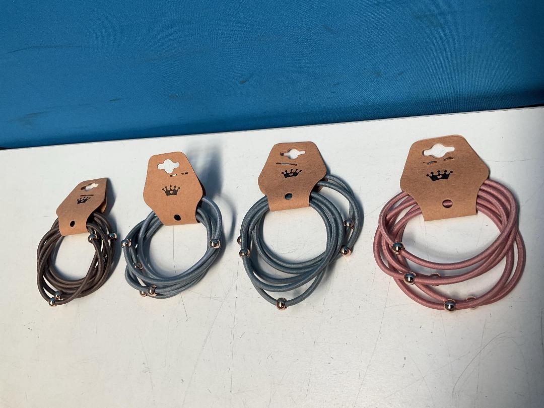 Photo '2' of 15x Packs of Various Coloured Hair Ties with a Gold Coloured Ball on Each *NEW*