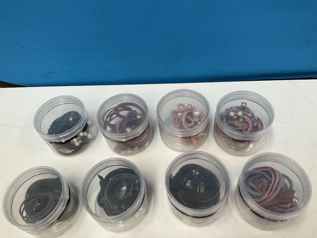 Photo '3' of 16x Small Round Containers of Various Coloured Hair Ties *New*