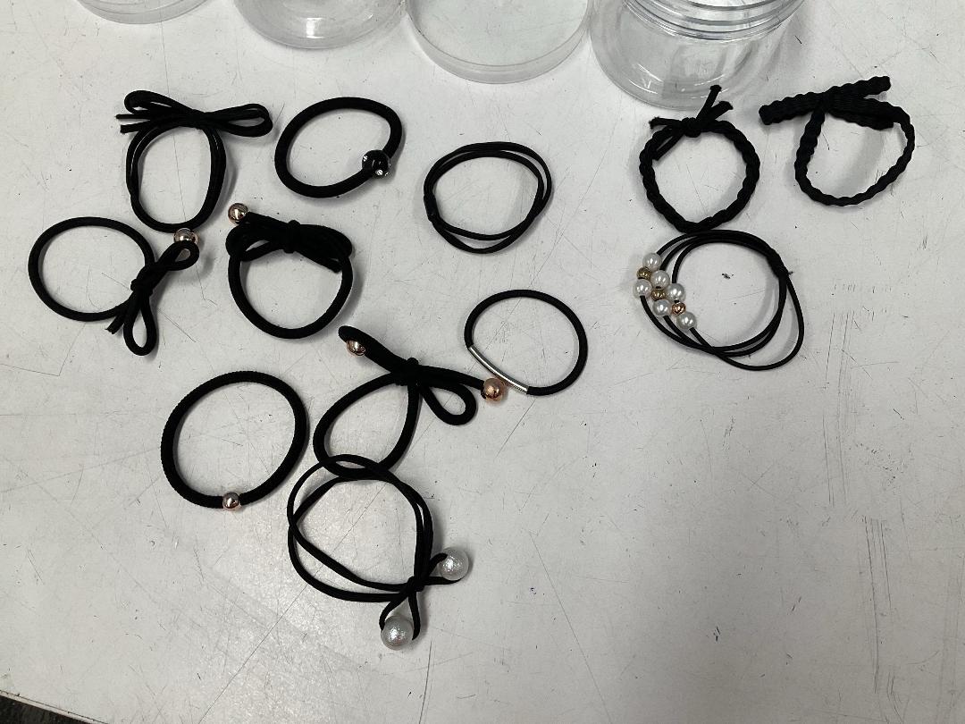 Photo '6' of 16x Small Round Containers of Various Coloured Hair Ties *New*