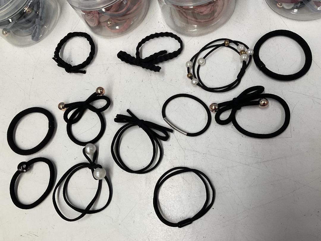 Photo '6' of 26x Small Round Containers of Various Coloured Hair Ties *New*