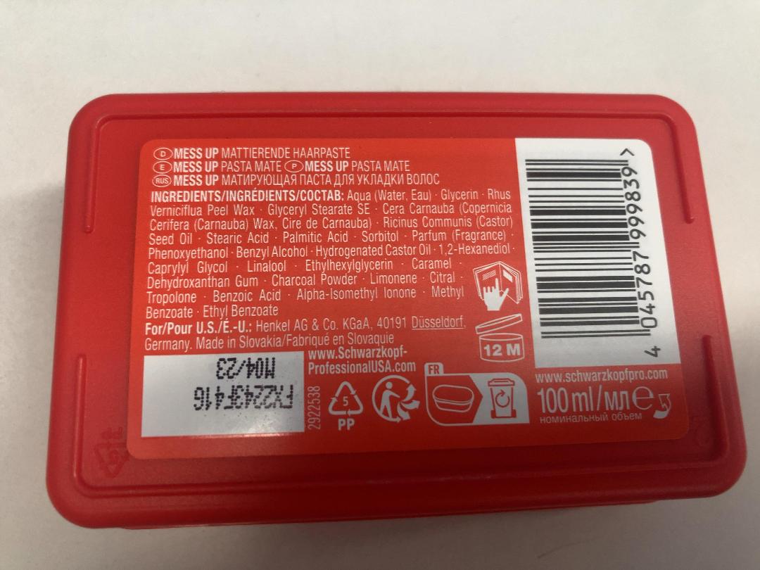 Photo '4' of Schwarzkopf OSiS+ Mess Up Matte Paste 100ml (2pce) *NEW*