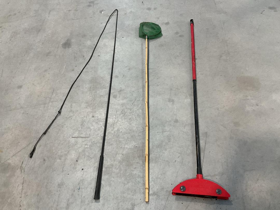 Photo '9' of Horse Whip or Similar, Brooms, Crutches, 2x Black Coloured Bins Etc Photo '9' of Horse Whip or Similar, Brooms, Crutches, 2x Black Coloured Bins Etc