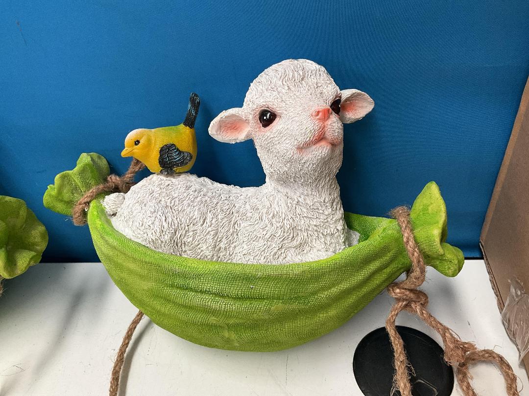 Photo '3' of 2x Lamb in a Hammock Outdoor Hanging Ornaments *NEW*