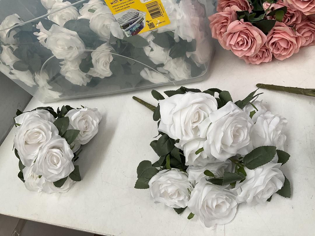 Photo '5' of Artificial Pink and White Coloured Roses in an Organiser on Wheels