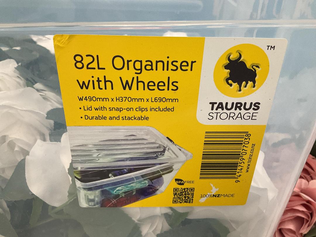 Photo '4' of Artificial Pink and White Coloured Roses in an Organiser on Wheels