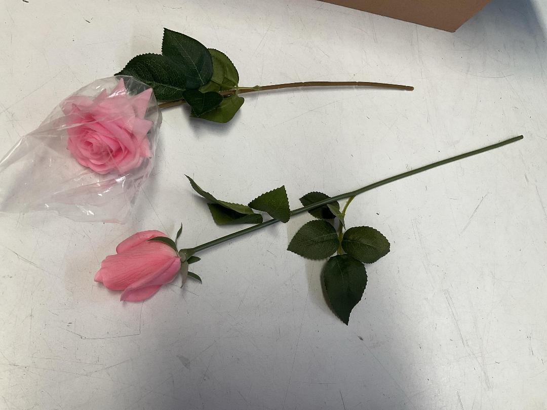 Photo '8' of 2x Boxes of Artificial Single Stem Pink Coloured Roses
