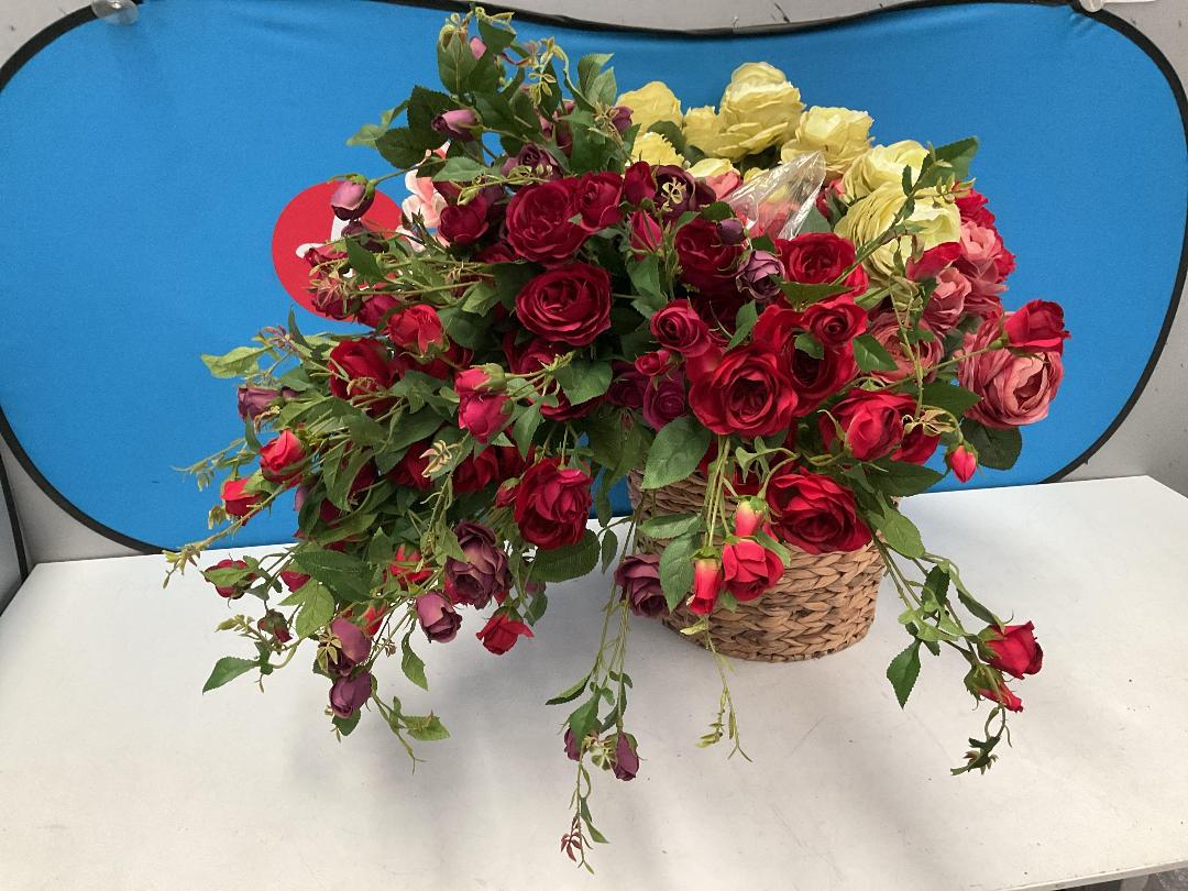 Photo '4' of Assortment of Various Artificial Flowers in a Basket