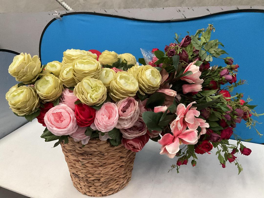 Photo '7' of Assortment of Various Artificial Flowers in a Basket