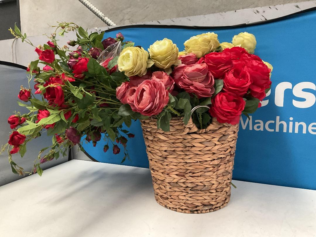 Photo '12' of Assortment of Various Artificial Flowers in a Basket