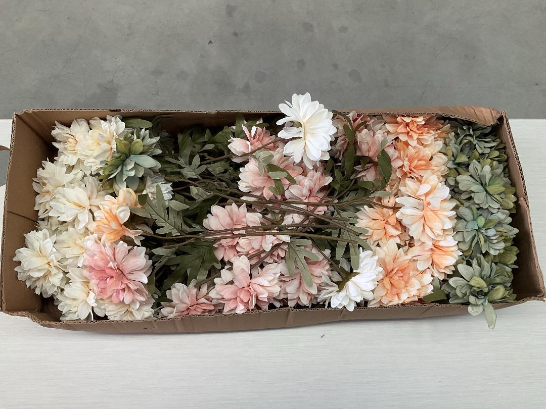 Photo '4' of High Quality Artificial Flowers - Dahlia  (Dusty Blue Pink Orange & Cream) *NEW*