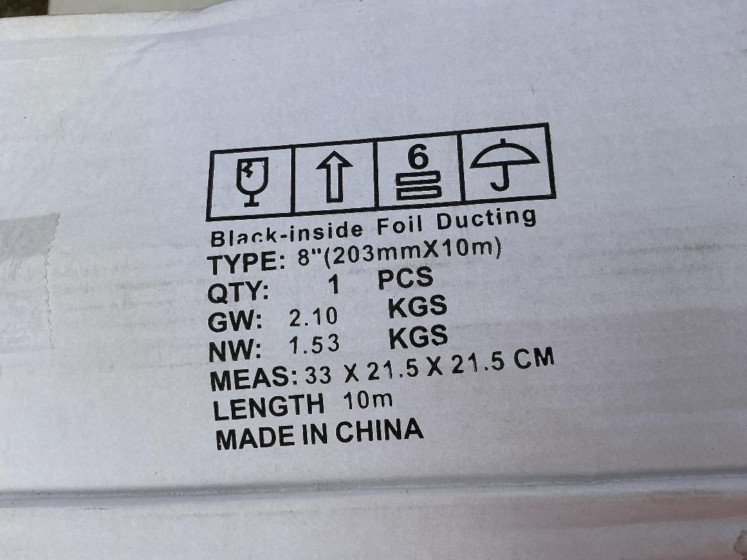 Photo '2' of 4x Black-Inside Foil Ducting (203mmX10m)