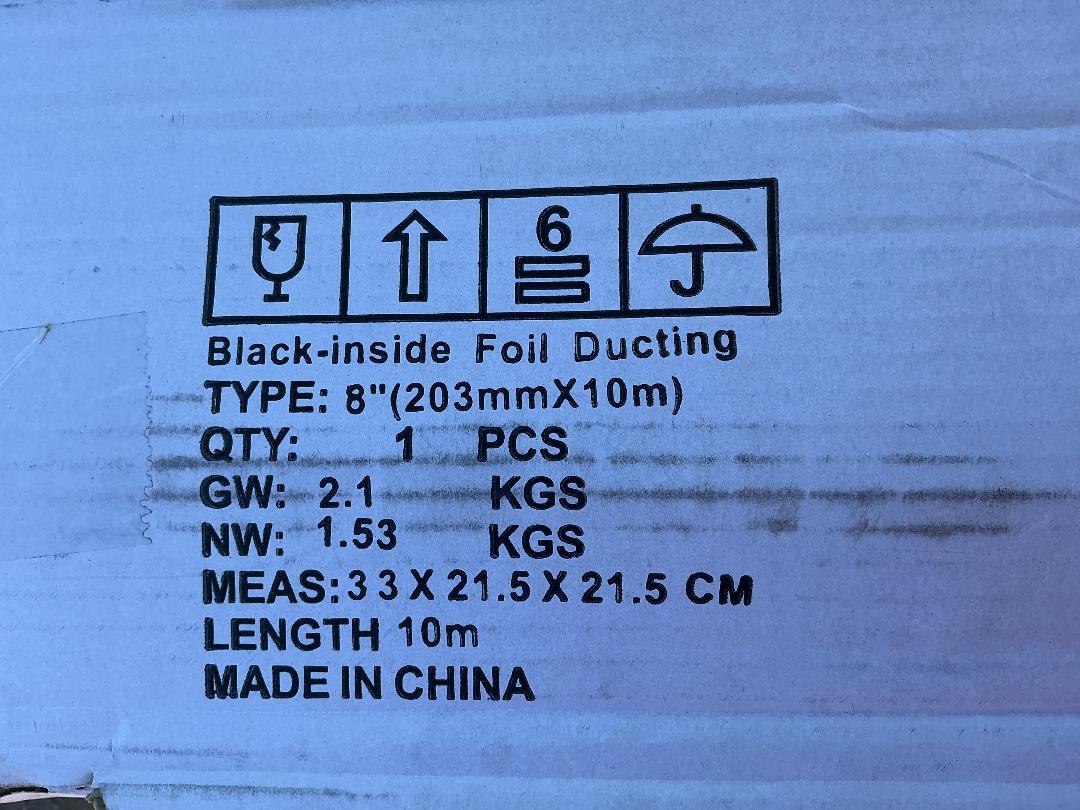 Photo '2' of 4x Black-Inside Foil Ducting (203mmX10m)