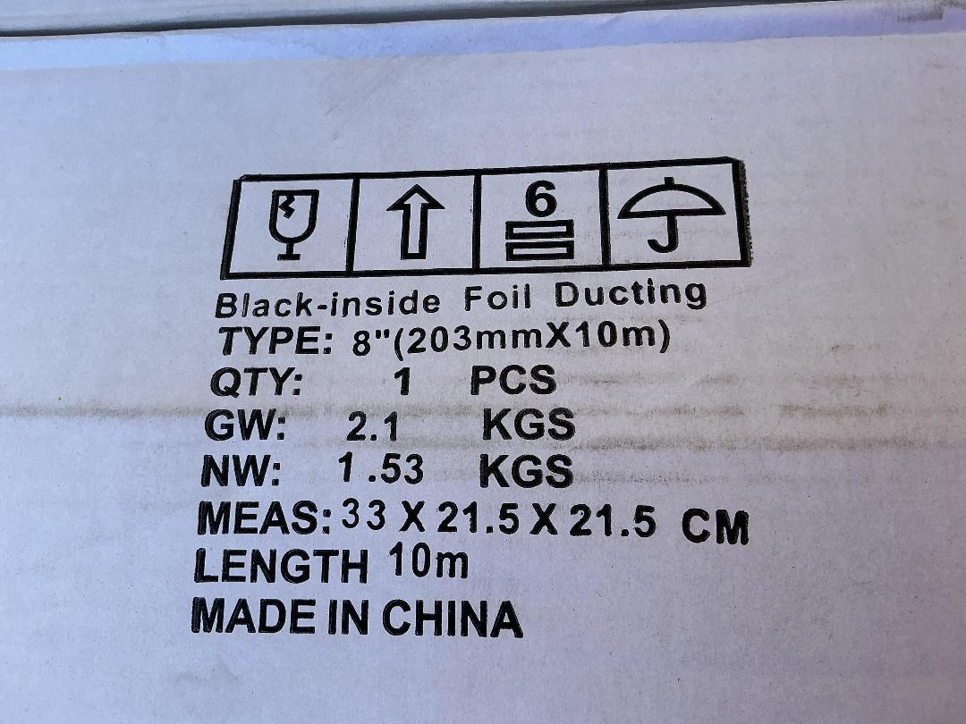 Photo '2' of 4x Black-Inside Foil Ducting (203mmX10m)